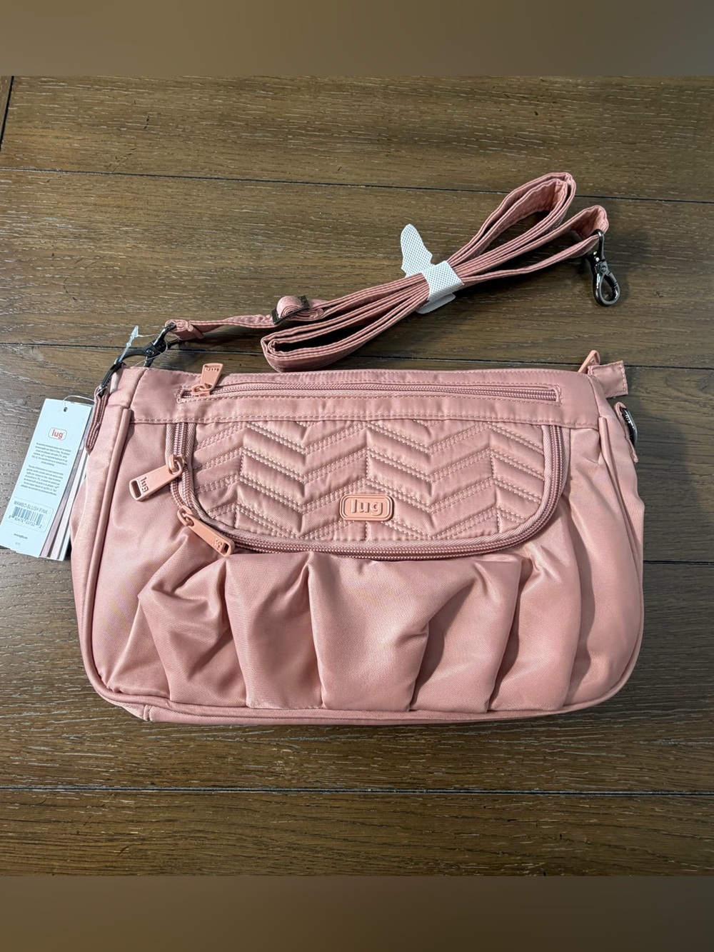 Lug Mambo NWT Crossbody Bag Blush Pink Quilted Nylon Travel Handbag New